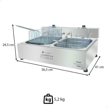 Super Fritador Venâncio Óleo Elétrico 2 Cubas e Meia 10 Litros 220V SFE212220