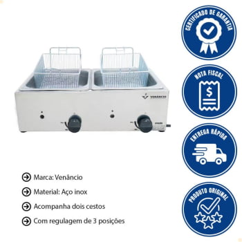 Super Fritador Venâncio Óleo 2 Cubas e Meia 10 Litros Gás GLP SFG212