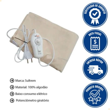 Lençol Térmico Sulterm Modelo Luxo Solteiro Potenciômetro 127V SL127SUL
