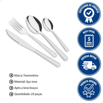 Faqueiro Tramontina 24 Peças Búzios com Láminas e Cabos de Aço Inox 23799075