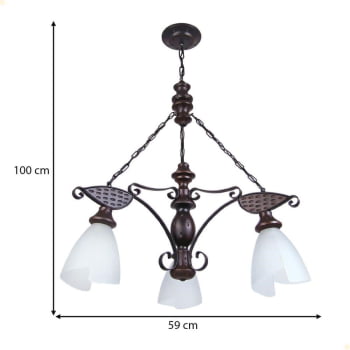 Lustre Muller Rústico 3 Lâmpada Envelhecida 503E