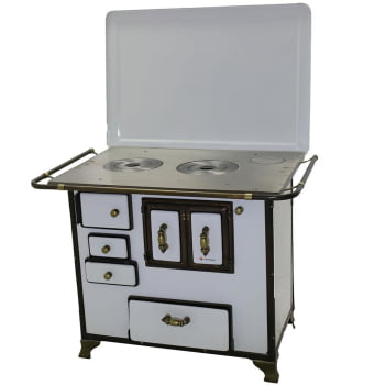 Fogão a Lenha Venâncio Barroco Branco Gabinete Nº03 Lado Direito com Tampa FL3GBRCX Fogão a Lenha Venâncio Barroco Branco Gabinete Nº03 Lado Direito com Tampa FL3GBRCX