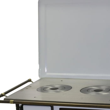 Fogão a Lenha Venâncio Barroco Branco Gabinete Nº03 Lado Direito com Tampa FL3GBRCX