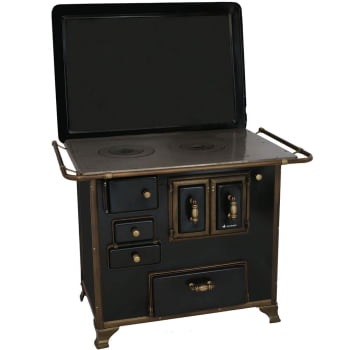 Fogão a Lenha Venâncio Barroco Preto Gabinete Nº03 Lado Direito com Tampa FL3GBRCX Fogão a Lenha Venâncio Barroco Preto Gabinete Nº03 Lado Direito com Tampa FL3GBRCX