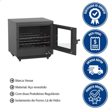 Forno a Gás Industrial Venax Fi 77L Bancada Preto Fosco Gás GLP 21384