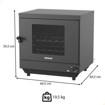 Forno a Gás Industrial Venax Fi 77L Bancada Preto Fosco Gás GLP 21384