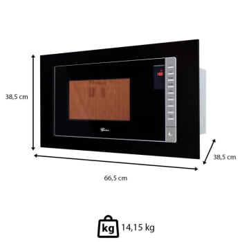 Kit Forno Elétrico 48L + Micro-Ondas 25L Fischer Fit Line Embutir Preto 220V