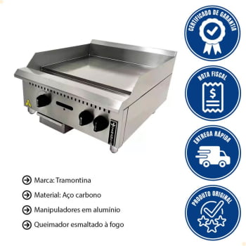 Chapa a Gás Industrial de Mesa Venâncio Inox Manual 60cm Prime 8mm Profissional PCM060G-MEA 21437