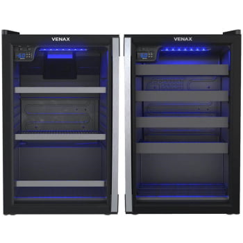 Conjunto Venax Cervejeira Blue e Adega Piubella preto fosco Porta Invertida 220V