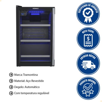 Conjunto Venax Cervejeira Blue e Adega Piubella preto fosco Porta Invertida 220V