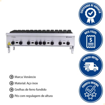 Chapa Grill Americana Charbroiler Venâncio A Gás GLP CGG120 14188