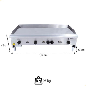 Chapa Venâncio Americana A Gás Corpo em Aço Inox Escovado 1.20m Espessura 18mm CG120 14090