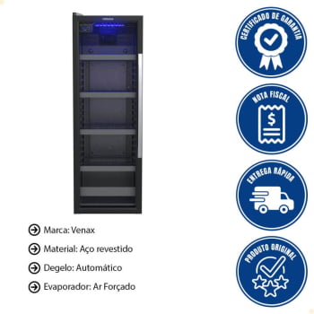 Conjunto Cervejeira Blue Light e Adega Piubella Venax Porta Invertida 200 Litros Preto Fosco 220V