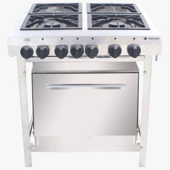 Fogão Industrial Venâncio a Gás Inox Extra 4 Bocas com Forno Painel EI4D2F Fogão Industrial Venâncio a Gás Inox Extra 4 Bocas com Forno Painel EI4D2F
