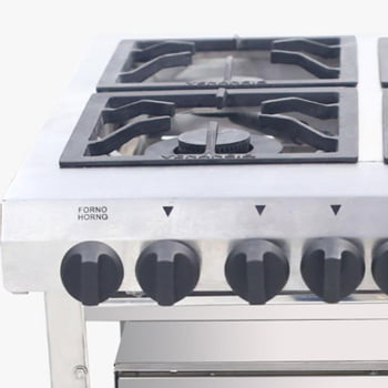 Fogão Industrial Venâncio a Gás Inox Extra 4 Bocas com Forno Painel EI4D2F