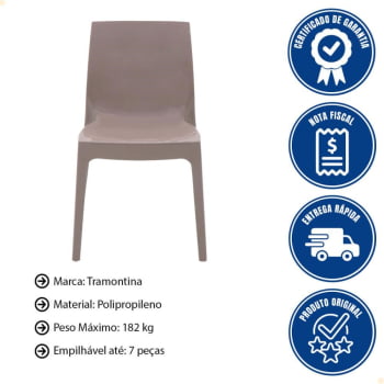 Conjunto 4 Cadeiras Plástica Tramontina Monobloco Alice Camurça 92037210