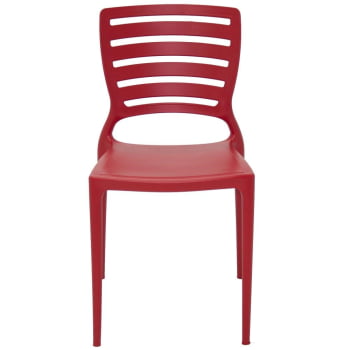 Conjunto 4 Cadeiras Tramontina Sofia Vermelha sem Braços com Encosto Vazado Horizontal 92237040