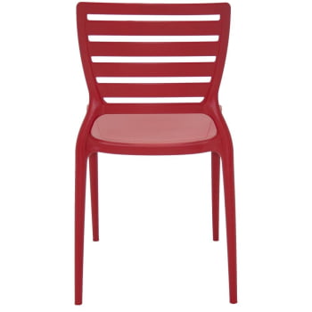 Conjunto 4 Cadeiras Tramontina Sofia Vermelha sem Braços com Encosto Vazado Horizontal 92237040