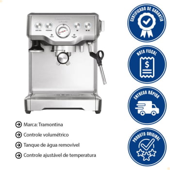 Conjunto Cafeteira e Moedor de Café Tramontina by Breville Express em Aço Inox 127V