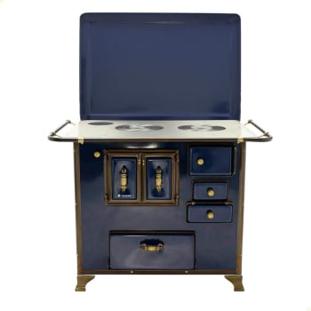 Fogão a Lenha Venâncio Barroco Azul Gabinete Nº03 Lado Esquerdo com Tampa FL3GBRCX