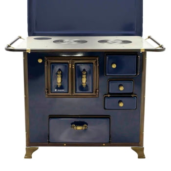 Fogão a Lenha Venâncio Barroco Azul Gabinete Nº03 Lado Esquerdo com Tampa FL3GBRCX