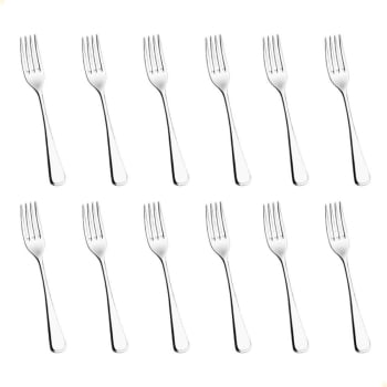 Kit 12 Garfo para Sobremesa Tramontina Mônaco em Aço Inox Acabamento Alto Brilho com Detalhes no Cabo