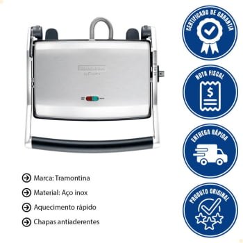 Sanduicheira Tramontina by Breville Express em Aço Inox Fosco com Chapa Flutuante 220V 69054012