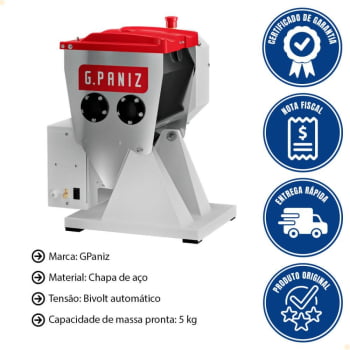 Amassadeira Semirrápida G.Paniz AM 05 G2 Bivolt Monofásica 5 Kg 90914 (40859)