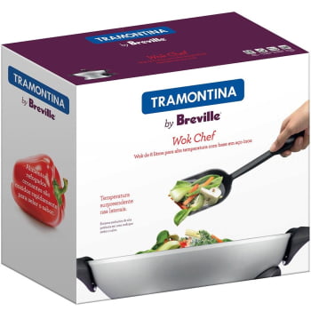 Panela Elétrica Tramontina by Breville Wok Chef Alumínio Fundido com Tampa de Vidro 6L 127V 69120011