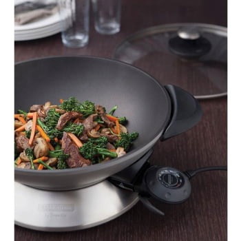 Panela Elétrica Tramontina by Breville Wok Chef Alumínio Fundido com Tampa de Vidro 6L 127V 69120011