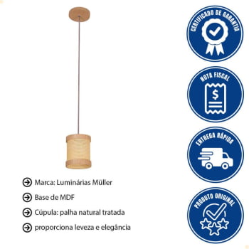 Pendente Muller Straw Mini Natural G9 Led 1 Lâmpada 2501NA