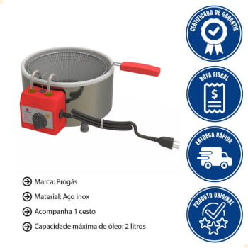 Tacho Fritador Progás Style Elétrico 3 litros com Cesto 220V PR-310E P29591