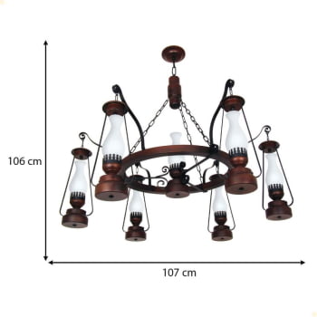 Lustre Muller Lampião 7 Lâmpadas Envelhecido 887E