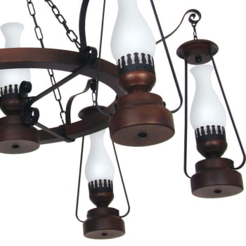 Lustre Muller Lampião 7 Lâmpadas Envelhecido 887E