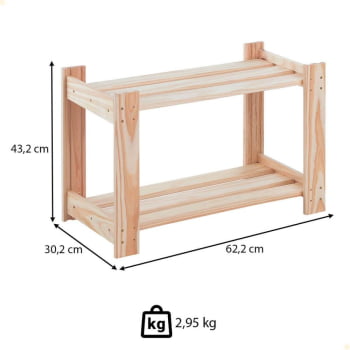 Estante Tramontina Modulare em Madeira Pinus 2 Prateleiras 91622016