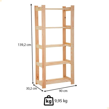 Estante Tramontina Modulare em Madeira Pinus 5 Prateleiras 91621005