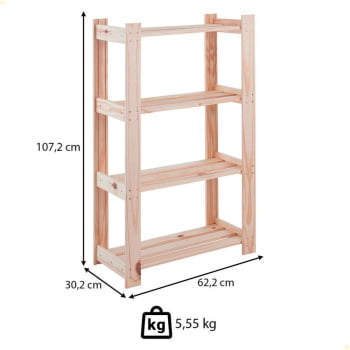 Estante Tramontina Modulare em Madeira Pinus 4 Prateleiras 91620019