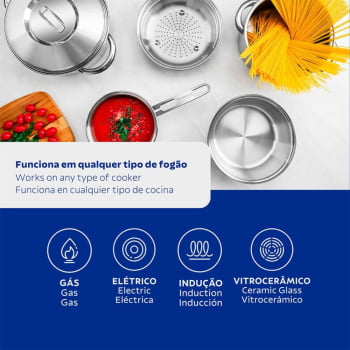 Jogo de Panelas Tramontina Solar em Aço Inox com Fundo Triplo 5 Peças 65510560