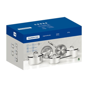 Jogo de Panelas Tramontina Solar em Aço Inox com Fundo Triplo 5 Peças 65510560