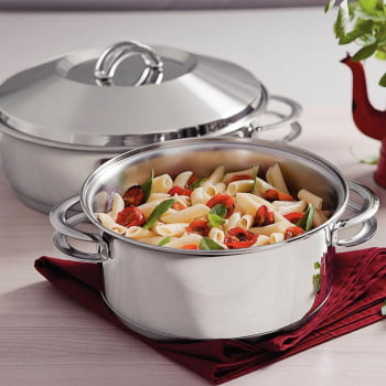 Jogo de Panelas Tramontina Solar em Aço Inox com Fundo Triplo 5 Peças 65510560