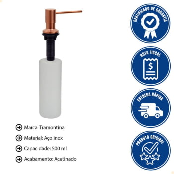 Dosador de Sabão Tramontina em Aço inox Rose Gold 500 ML94517404