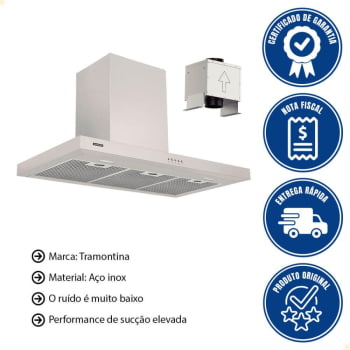 Coifa de Parede Tramontina Dritta 90 Split em Aço Inox 220 V 95800023