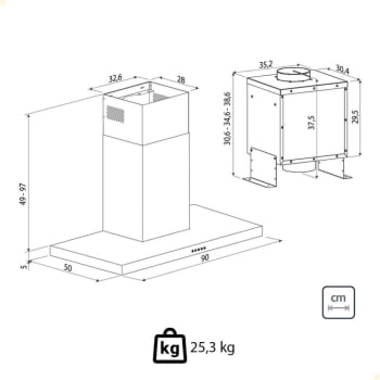 Coifa de Parede Tramontina Dritta 90 Split em Aço Inox 220 V 95800023