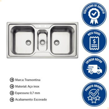 Cuba de Sobrepor Tramontina Marea em Aço Inox com Acabamento Acetinado 93831133