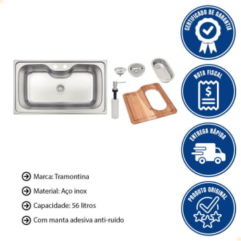 Cuba de Sobrepor Tramontina Morgana Maxi 78 FX 86x50cm em Aço Inox com Acabamento Acetinado 93801102