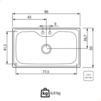 Cuba de Sobrepor Tramontina Morgana Maxi 78 FX 86x50cm em Aço Inox com Acabamento Acetinado 93801102