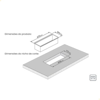Canal Organizador para Sobrepor Tramontina Aço Inox com Acabamento Scotch Brite 45x18 cm 94534000