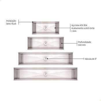 Canal Organizador para Sobrepor Tramontina Aço Inox com Acabamento Scotch Brite 45x18 cm 94534000