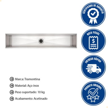 Canal Organizador para Sobrepor Tramontina Aço Inox com Acabamento Scotch Brite 90x18 cm 94534002