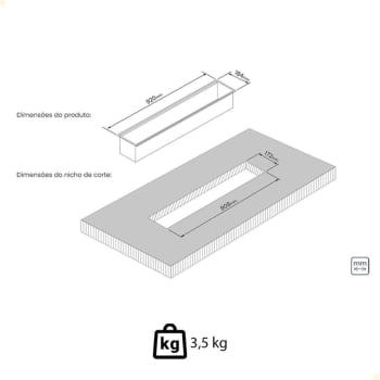 Canal Organizador para Sobrepor Tramontina Aço Inox com Acabamento Scotch Brite 90x18 cm 94534002